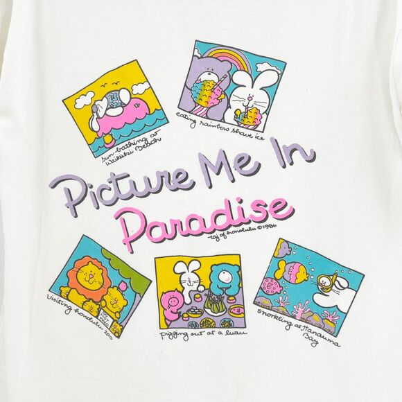 VTG Urban Outfitters Picture Me in Paradise Tee Unisex OS White Single Stitch - Picture 3 of 3